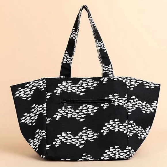 NWT Large Reversible Tote Black/Sugar Fish - Picture 4 of 5